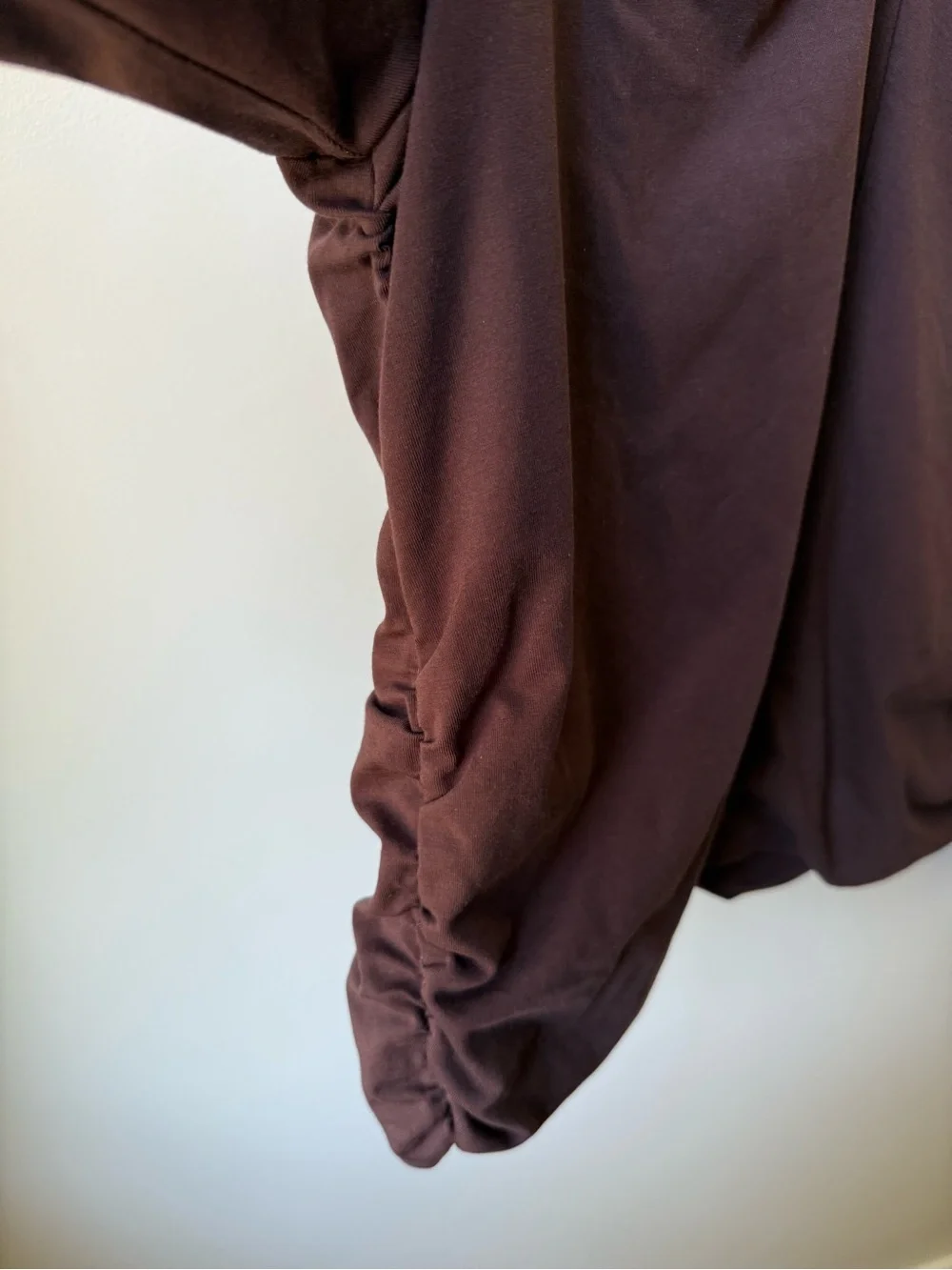 J CREW Stretch Cotton Blend Ruched V Neck Top Cocoa Berry Brown Minimalist 2X